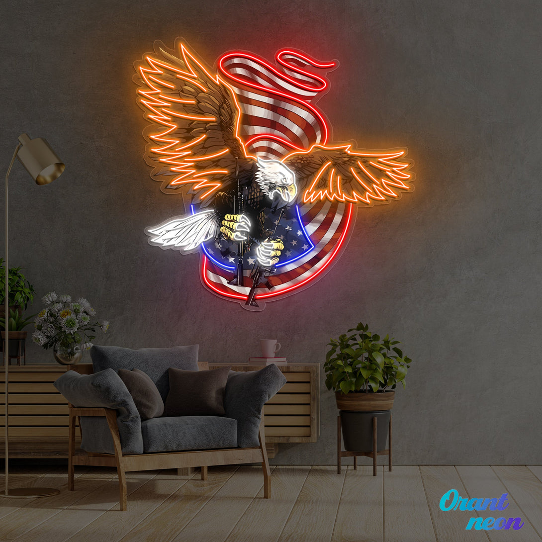 Patriotic Eagle and Guns - US Flag - ageneon