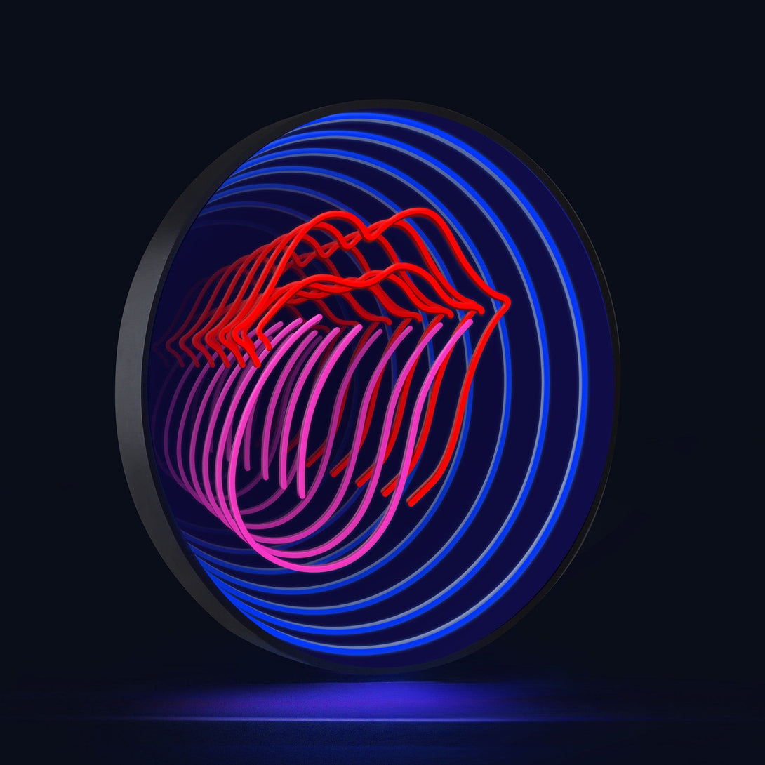 Lips & Tongue Infinity Mirror LED Sign - ageneon