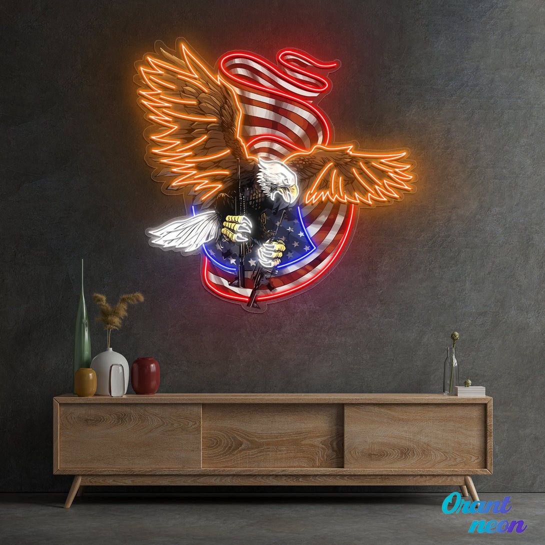 Patriotic Eagle and Guns - US Flag - ageneon