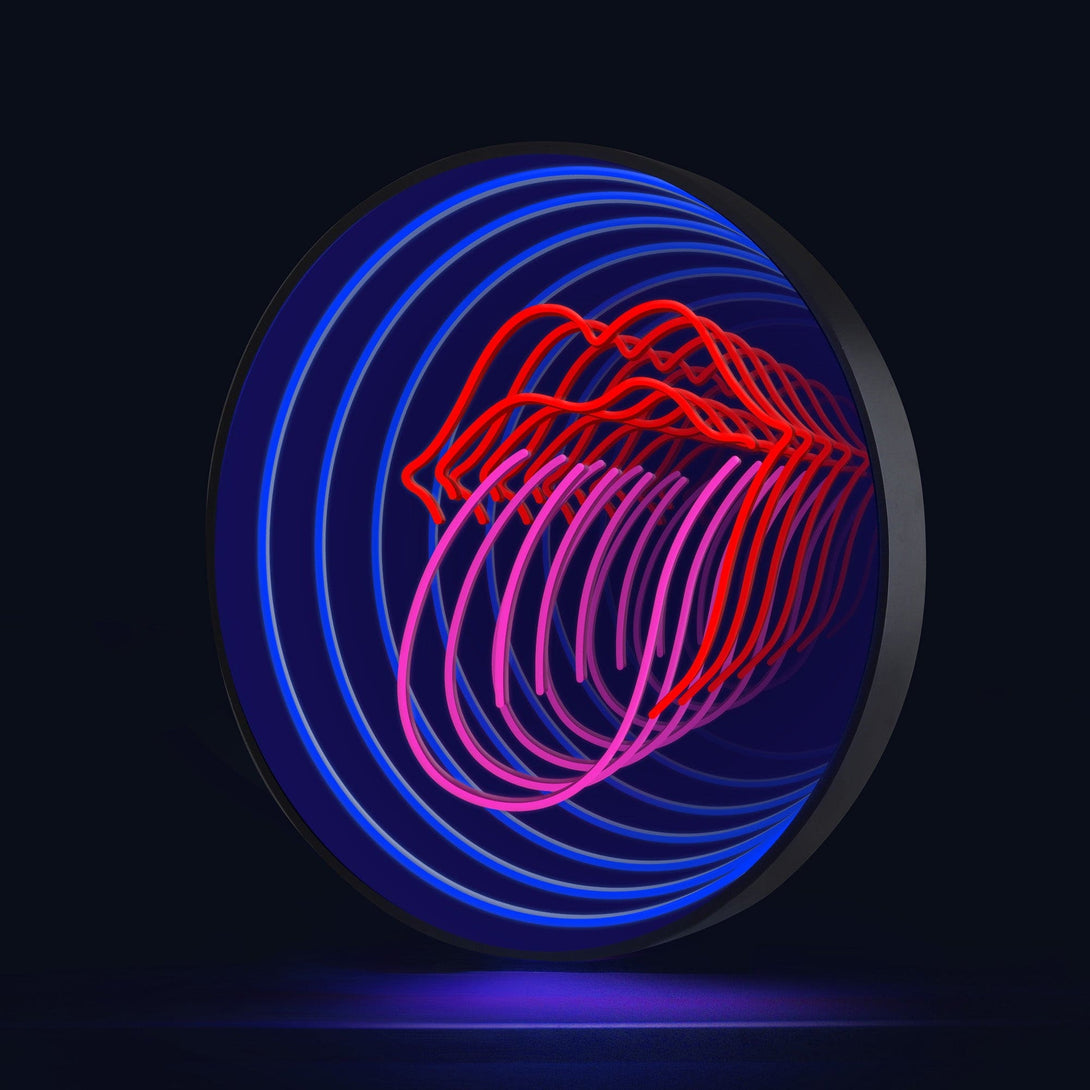 Lips & Tongue Infinity Mirror LED Sign - ageneon