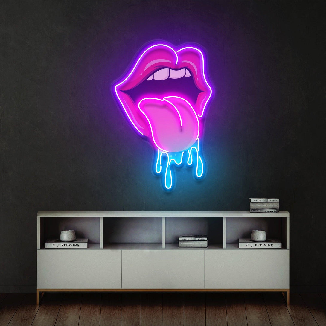 Lips Dripping Led Neon Acrylic Artwork