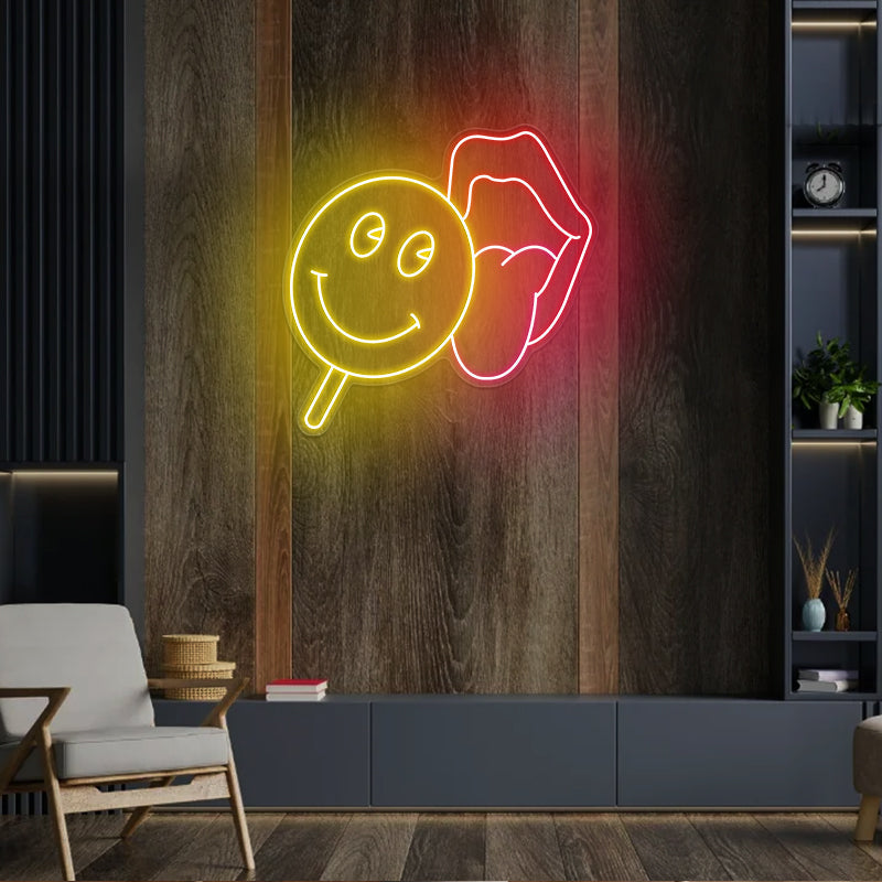 Lips Lollipop Artwork Neon Sign For Home Decor - ageneon