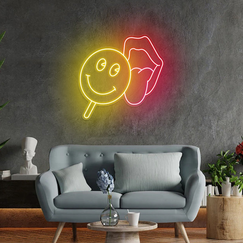 Lips Lollipop Artwork Neon Sign For Home Decor - ageneon