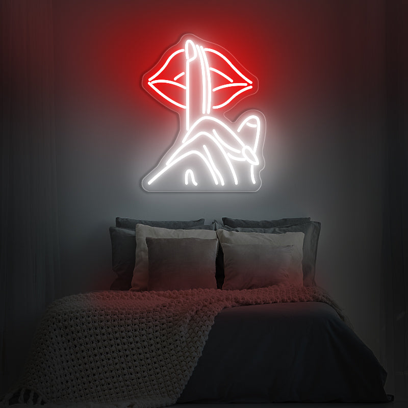 Lips Shhh Neon Sign Wall Art - ageneon