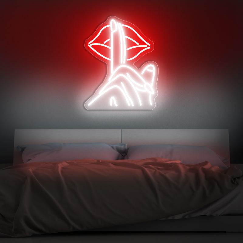 Lips Shhh Neon Sign Wall Art - ageneon