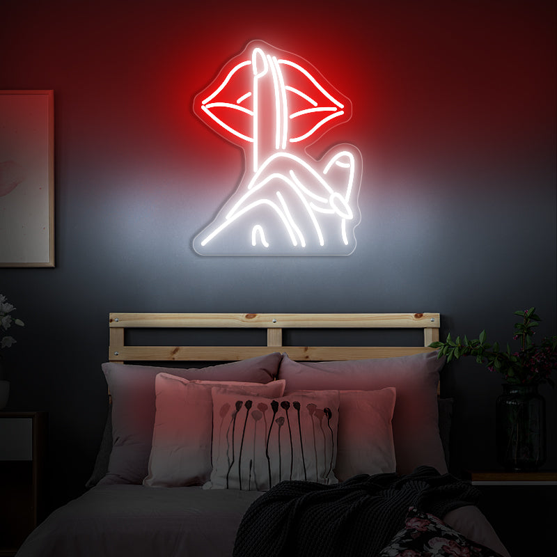 Lips Shhh Neon Sign Wall Art - ageneon