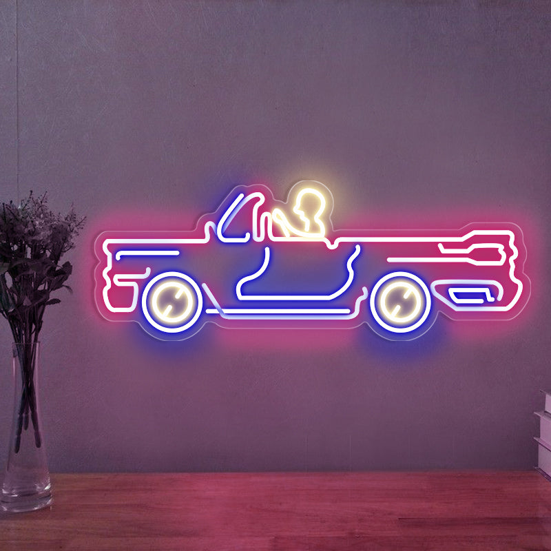 Men Driving Car Neon Sign For Garage - ageneon