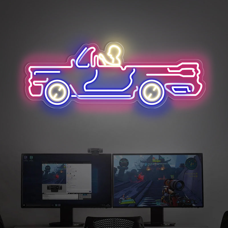 Men Driving Car Neon Sign For Garage - ageneon