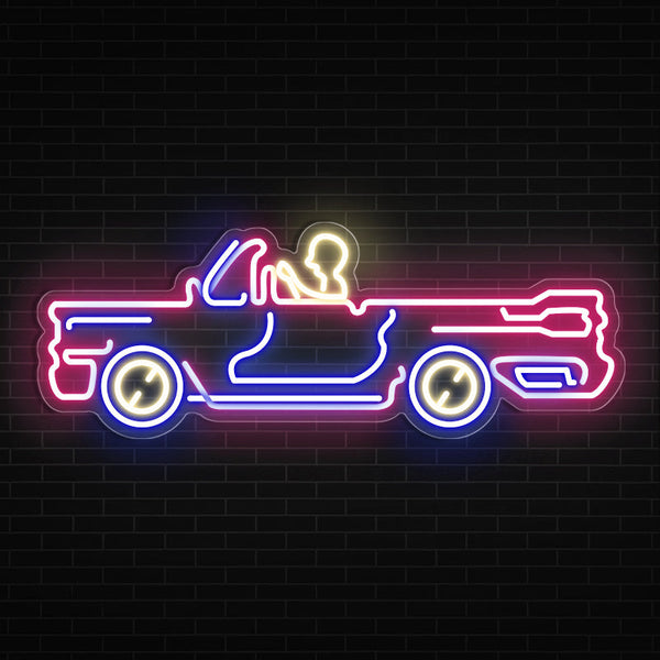 Men Driving Car Neon Sign For Garage - ageneon