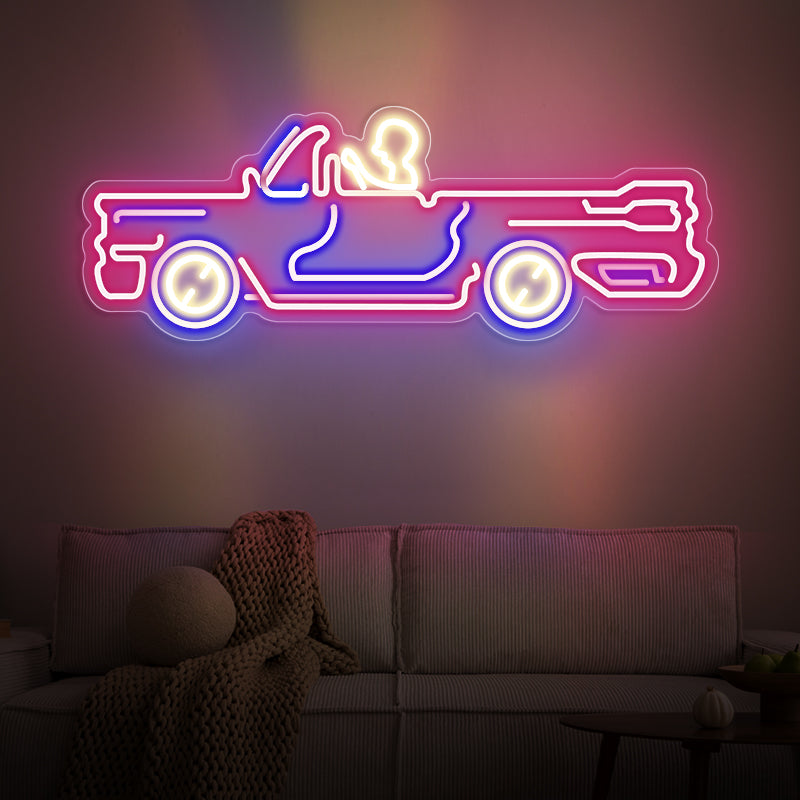 Men Driving Car Neon Sign For Garage - ageneon