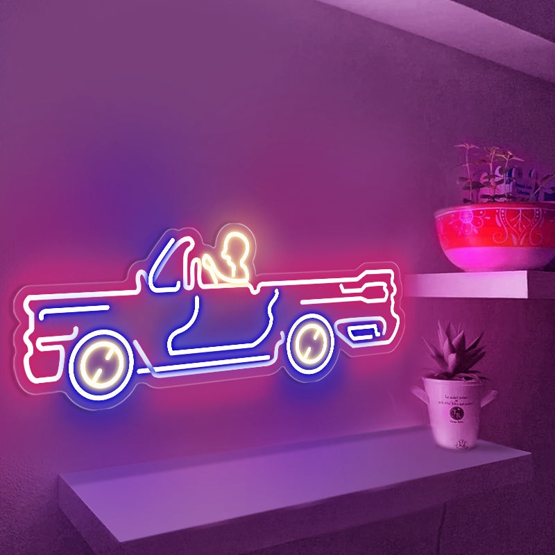 Men Driving Car Neon Sign For Garage - ageneon