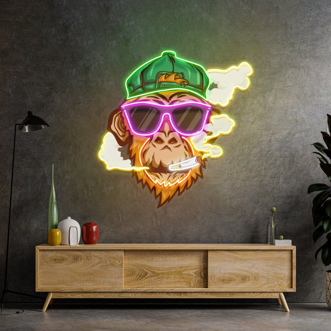 Monkey Smoking Cigar LED Neon Sign Light Pop Art