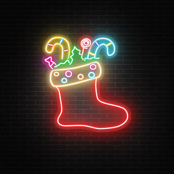 Neon Christmas Stocking Sign For Home - ageneon