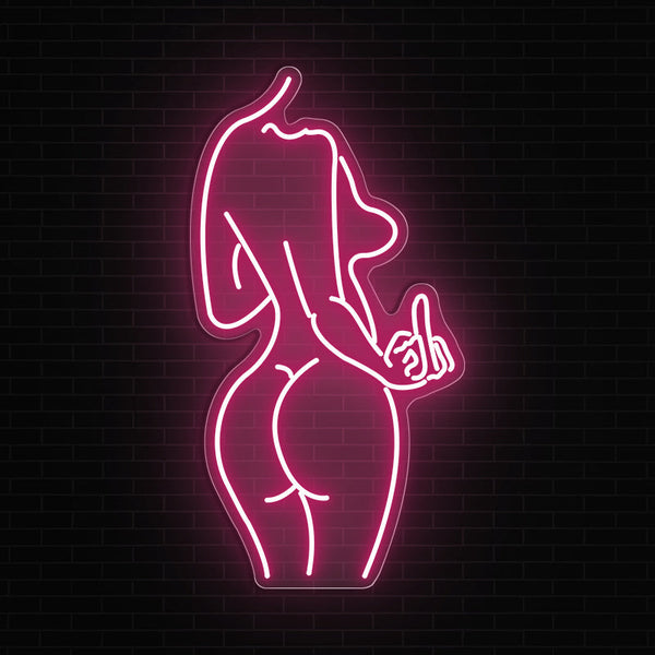 Woman Body Shape With Middle Finger Neon Sign - ageneon