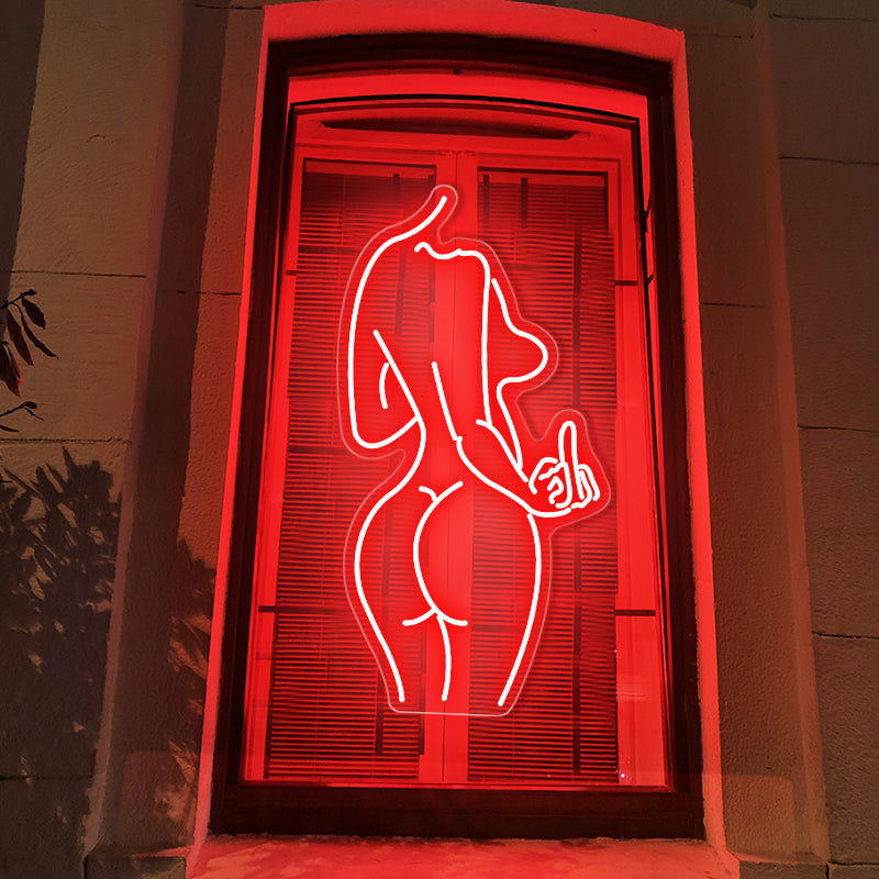 Woman Body Shape With Middle Finger Neon Sign - ageneon