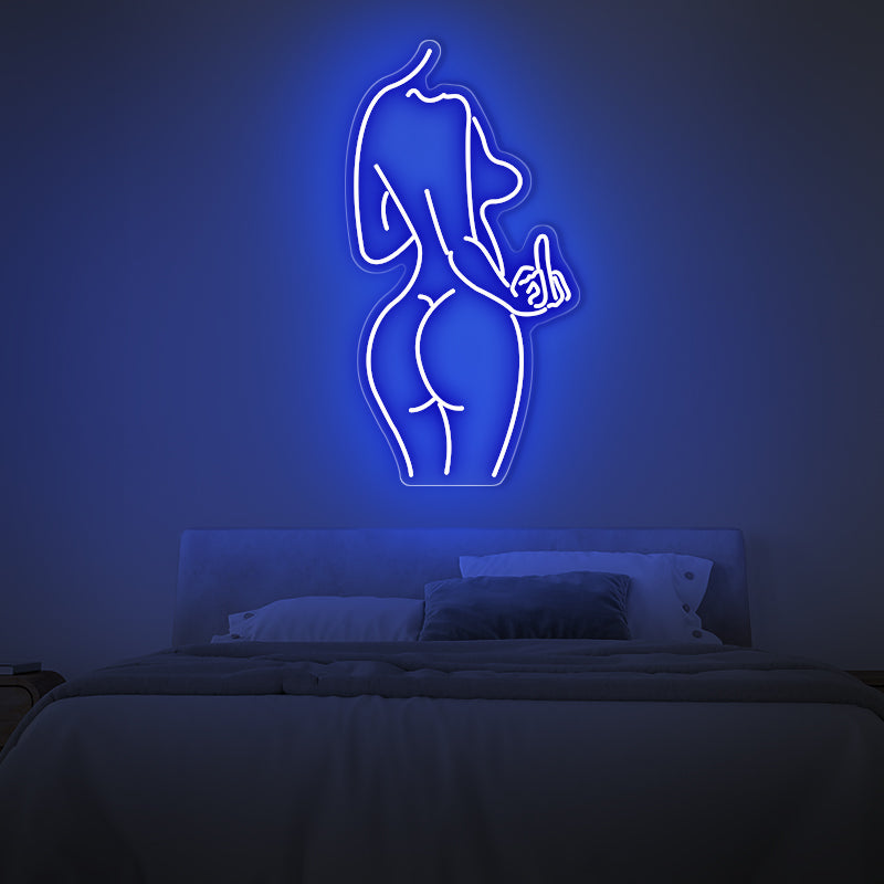 Woman Body Shape With Middle Finger Neon Sign - ageneon