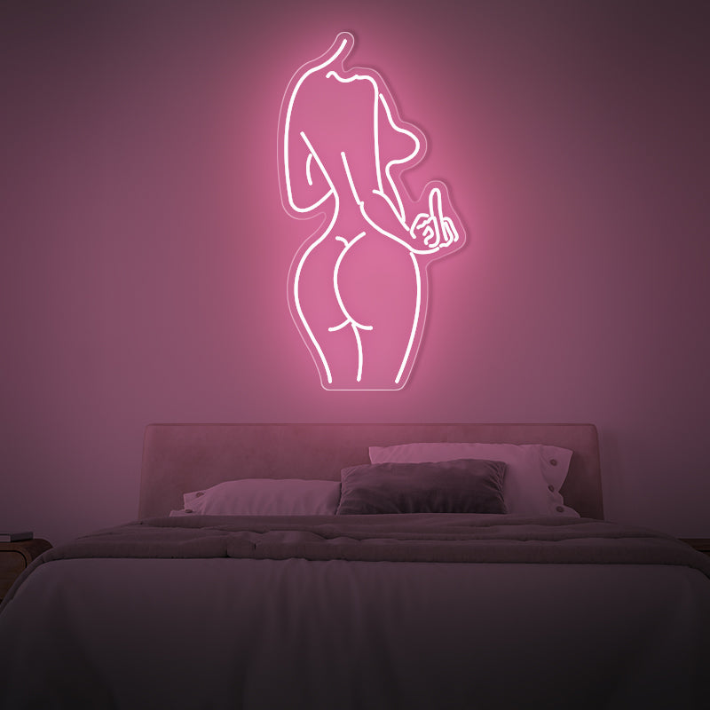 Woman Body Shape With Middle Finger Neon Sign - ageneon