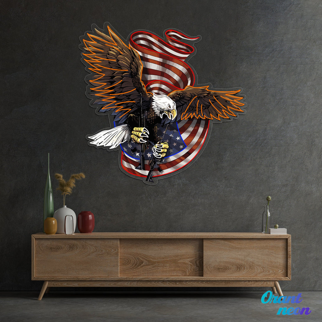 Patriotic Eagle and Guns - US Flag - ageneon